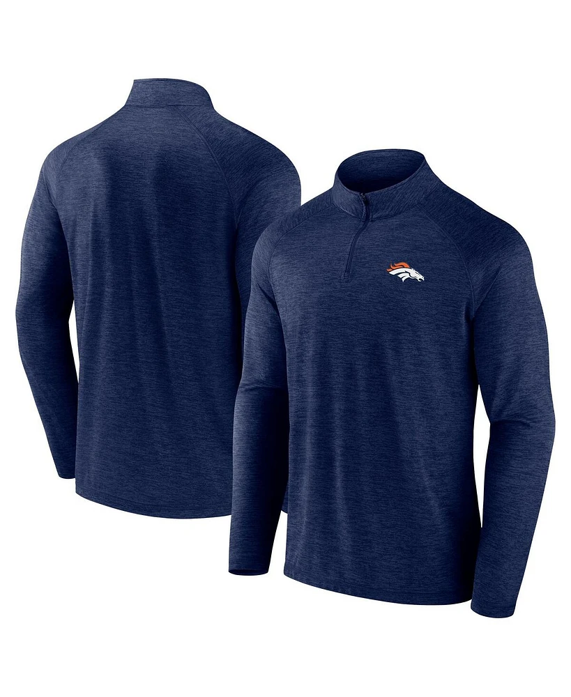 Fanatics Men's Navy Denver Broncos Head-to-Head Raglan Quarter-Zip Jacket