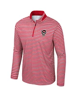 Colosseum Men's Red Nc State Wolfpack Striped Quarter-Zip Sweatshirt