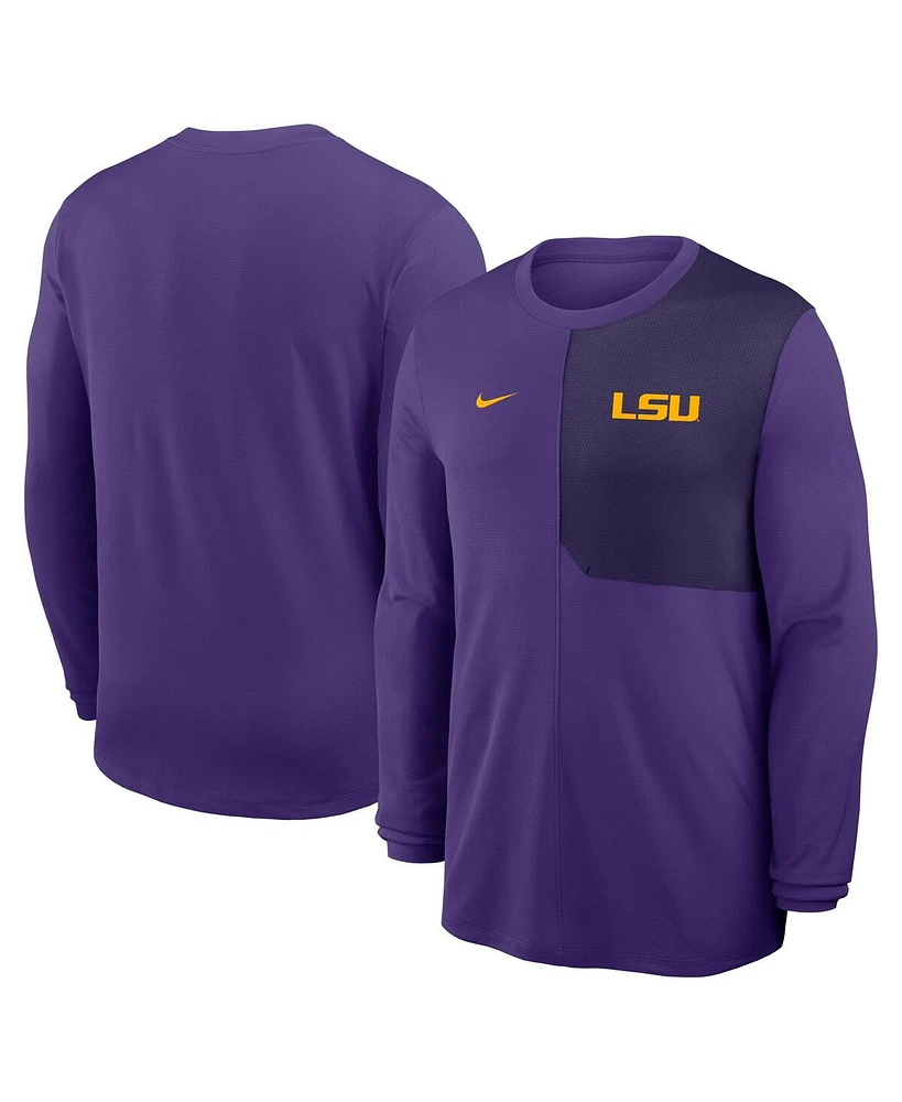 Nike Men's Purple Lsu Tigers 2025 Sideline Coach Uv Performance Long Sleeve T-Shirt