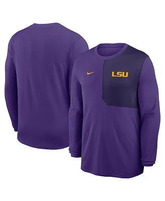 Nike Men's Purple Lsu Tigers 2025 Sideline Coach Uv Performance Long Sleeve T-Shirt