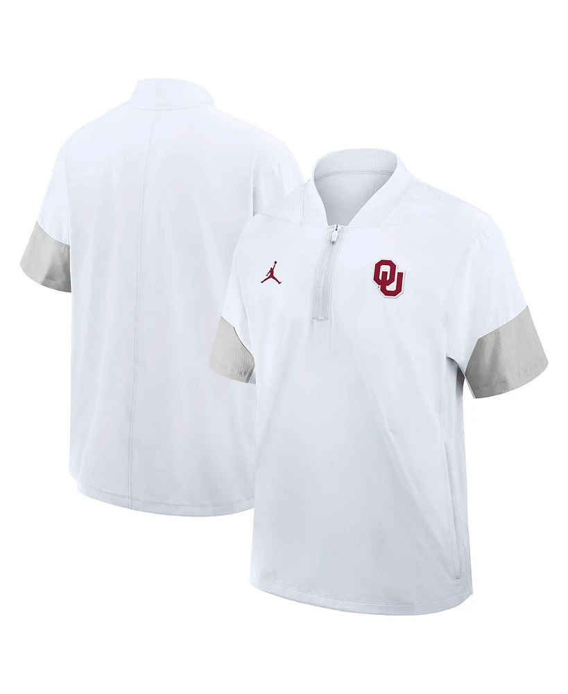 Jordan Men's White Oklahoma Sooners 2025 Sideline Coaches Lightweight Short Sleeve Jacket