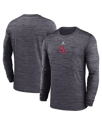 Jordan Men's Black Oklahoma Sooners 2025 Sideline Velocity Performance Long Sleeve T-Shirt