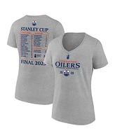 Fanatics Women's Heather Gray Edmonton Oilers 2025 Stanley Cup Final Roster V-Neck T-Shirt