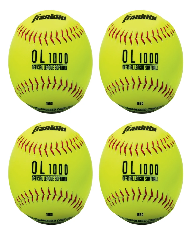 Franklin Sports 4 Official League Yellow Softballs