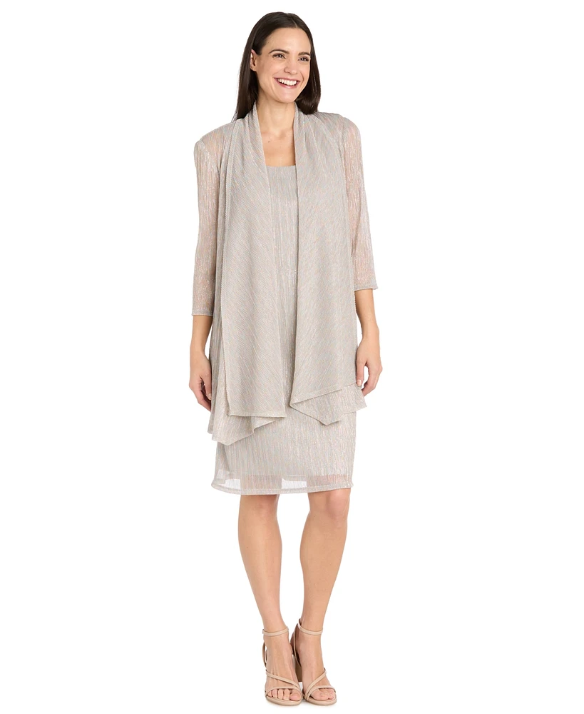 R & M Richards Women's Metallic Crinkle 2-Pc. Dress