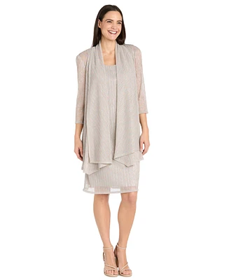R & M Richards Women's Metallic Crinkle 2-Pc. Dress