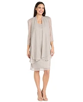 R & M Richards Women's Metallic Crinkle 2-Pc. Dress