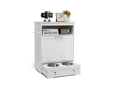 Pet Feeder Station with Stainless Steel Bowl