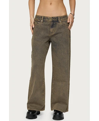 Edikted Women's Zahra Mud Wash Low Rise Jeans