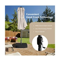 15 Feet Double-Sided Patio Umbrella with 48 Led Lights