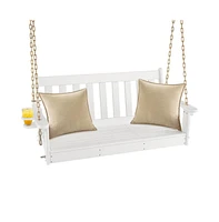 Mondawe 54 Inch Hdpe Patio Porch Swing with Cup Holder