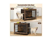 Dog Crate Furniture with Double Lockable Doors and Removable Pull-out Tray