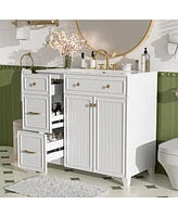 Casainc 36" Bathroom Vanity with Ceramic Sink, Double-Layer Drawers, Soft Close Doors & Adjustable Shelves