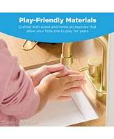 Best Choice Products Farmhouse Play Kitchen Toy for Kids w/ Chalkboard, Storage Shelves, 5 Accessories