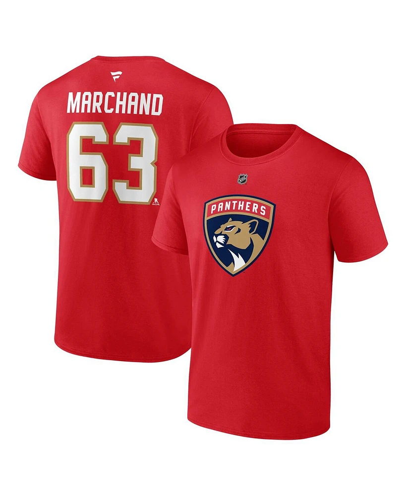 Fanatics Men's Brad Marchand Red Florida Panthers Authentic Stack Name Number T-Shirt