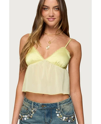 Edikted Womens Krisa Sheer Chiffon Babydoll Top