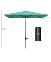 Flynama 6.5' x 10' Rectangular Market Umbrella with Crank and Push Button Tilt