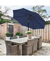 Flynama One 9' Solar Umbrella 32 Led Lighted Patio Umbrella Table Market Umbrella with Push Button Tilt