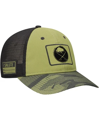 Fanatics Men's Olive Buffalo Sabres Military Appreciation Trucker Adjustable Hat