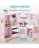 Best Choice Products Pretend Play Corner Kitchen, Interactive Wooden Kids Set w/ Lights & Sounds