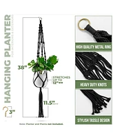 Sorbus Macrame Plant Hanger - for Indoor & Outdoor Hanging - Cotton Rope, for Home, Patio, Garden