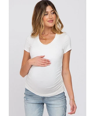Pinkblush Maternity White Basic Short Sleeve Fitted Top