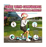 3-Wheel Foldable Kids Scooter - Child Toy Scooter with Built-in Led Wheel Lights, Foldable Seat (Mint Green)