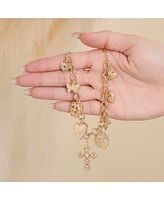Jessica Simpson Gold-Tone Textured Cross & Heart Charm Necklace