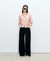 Mango Women's Floral-Embroidered Lyocell Shirt