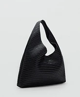 Mango Women's Large Braided Leather Shoulder Bag