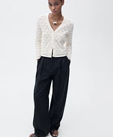 Mango Women's Openwork Detail Knit Cardigan