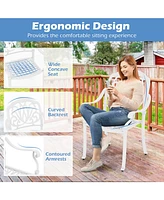 Gymax Set Of 2 Patio Cast Aluminum Dining Chairs Armrests Outdoor Stackable