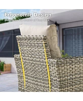 Xizzi15 Piece Outdoor Patio Furniture Sets with Fire Pit Table,Wicker Sectional Sofa Swivel Chairs,Solar Powered Coffee Table and Ottoman