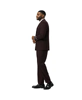Stacy Adams Big & Tall 3-Piece Paisley Jacket With Solid Vest And Pants Suit Peak Lapel