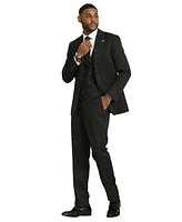 Stacy Adams Men's Tone On 3-Piece Jacket With Solid Vest And Pants Suit Peak Lapel