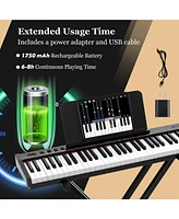 61-Key Portable Electronic Keyboard Piano Complete Digital Piano Set with Stand and Stool