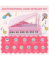 37 Keys Kids Piano Keyboard with Stool, Microphone and Lid