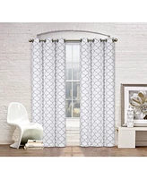 Kate Aurora Modern Elements 2 Pack Quatrefoil Lattice Poly Cotton Curtain Panels - Gray