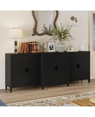High quality black hemp flour multifunctional four door dressing table, wooden storage cabinet, side cabinet