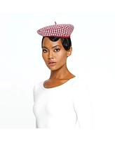 Simone Gingham Beret Hat In Red