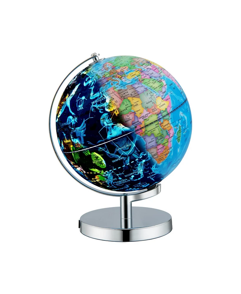 3-in-1 Illuminated World Globe with Stand and 88 Constellations
