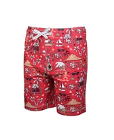 Wes & Willy Big Boys and Girls Scarlet San Francisco 49ers Luau Swim Trunks