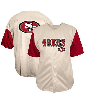 Fanatics Men's Cream San Francisco 49ers Vintage Full-Button Short Sleeve Shirt