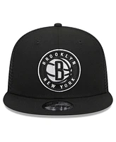 New Era Men's Black Brooklyn Nets 9FIFTY Snapback Trucker Hat