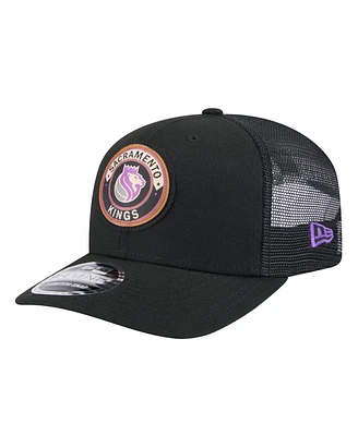 New Era Men's Black Sacramento Kings Victory Grove Circle Patch 9SEVENTY Adjustable Hat