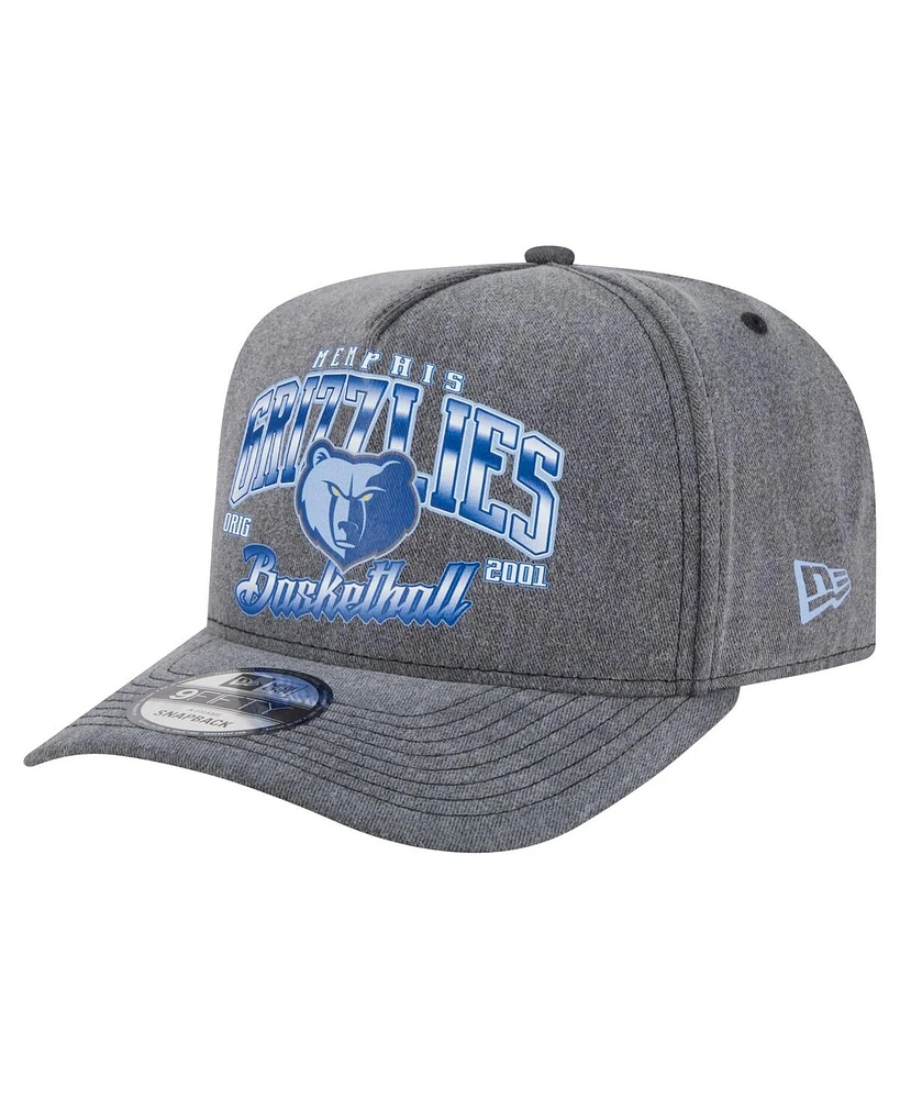 New Era Men's Charcoal Memphis Grizzlies Throwback Washed Pre-Curved 9FIFTY Snapback Hat