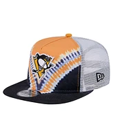 New Era Men's Black/Gold Pittsburgh Penguins Throwback V-Dye Adjustable Golfer Hat
