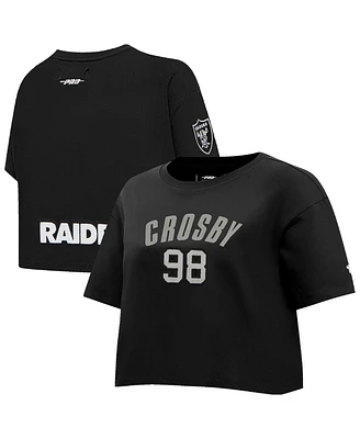 Pro Standard Women's Maxx Crosby Black Las Vegas Raiders Player Name Number Cropped Boxy T-Shirt