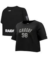 Pro Standard Women's Maxx Crosby Black Las Vegas Raiders Player Name Number Cropped Boxy T-Shirt