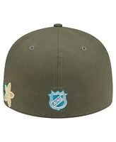 New Era Men's Olive Philadelphia Flyers Tonal Florals 59FIFTY Fitted Hat